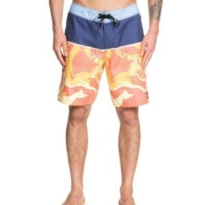 Quicksilver Everyday Down Under 19" Board Shorts Trunks, Blue Orange, size 38